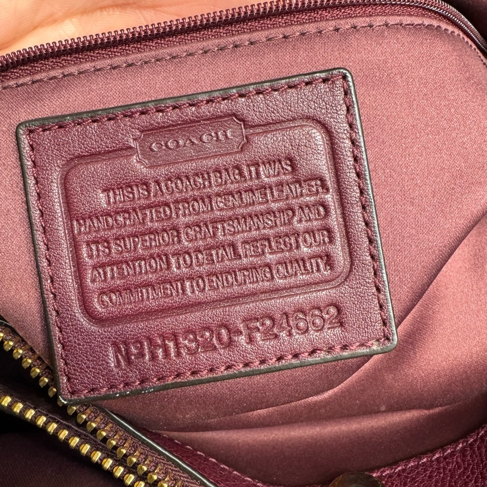 Coach Burgundy Haircalf Leather Turnlock Pocket Hobo Shoulder Bag - Picture 14 of 14